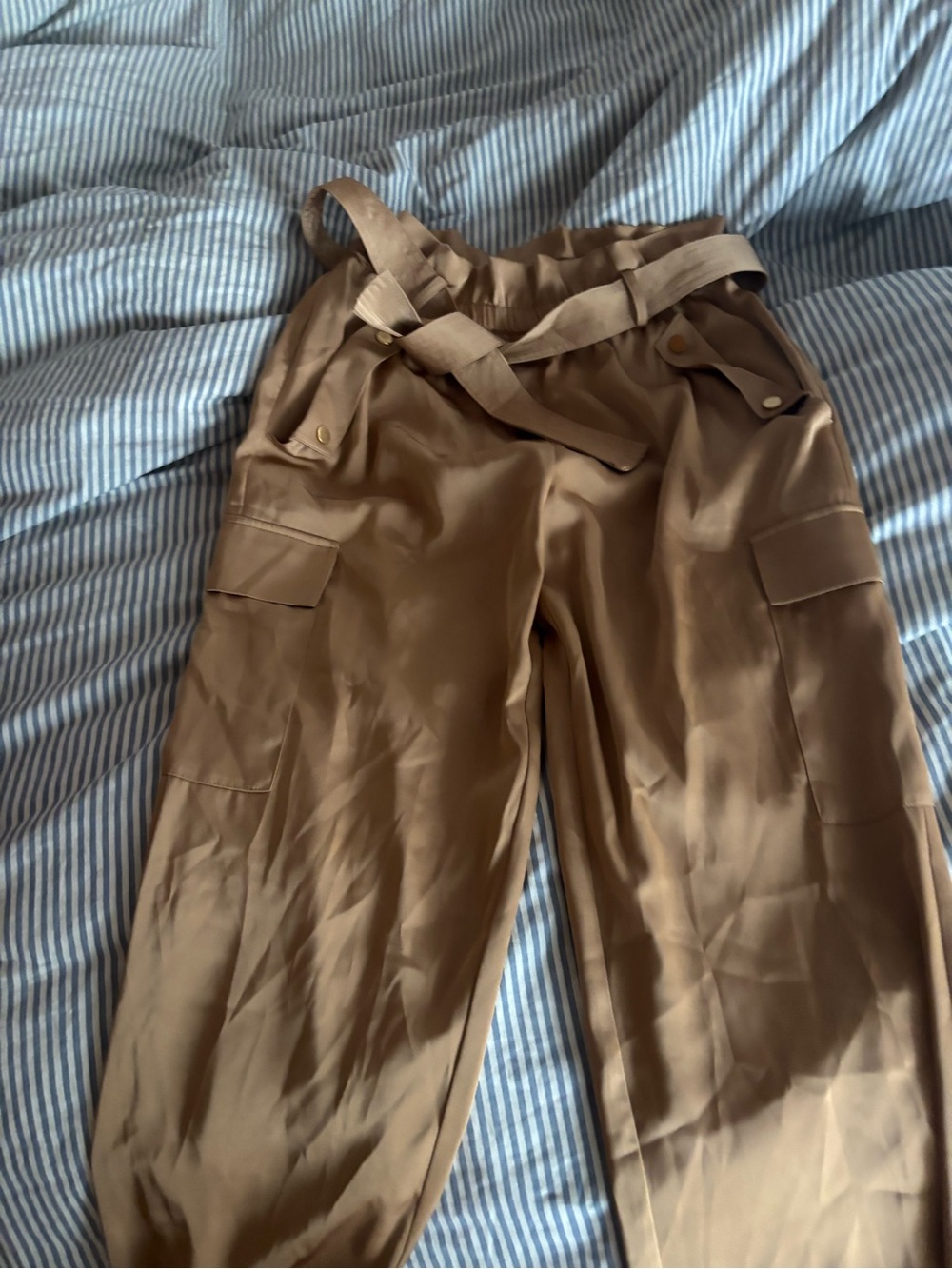 Donna Karan Wide-Leg Cargo Pants in Brown